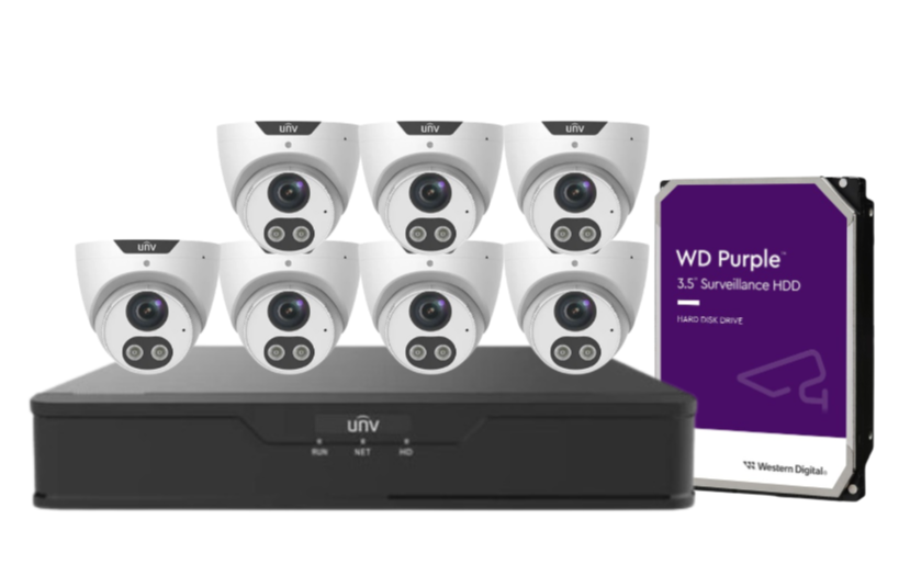Uniview x8 5MP Tri-Guard CCTV Camera Kit with AI Smart Detection, PoE NVR, Night Vision, and HDD – IPC3615SB-ADF28KMC-I0 + NVR301-08B-P8-IQ