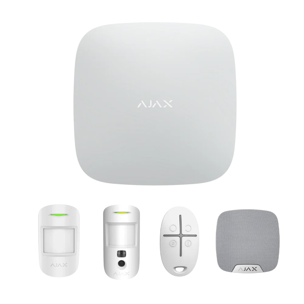 Ajax AJAX#80003 StarterKitPlus Cam – Wireless Security Alarm Kit with Hub 2 Plus, MotionCam, MotionProtect, SpaceControl and HomeSiren (Black/ White)