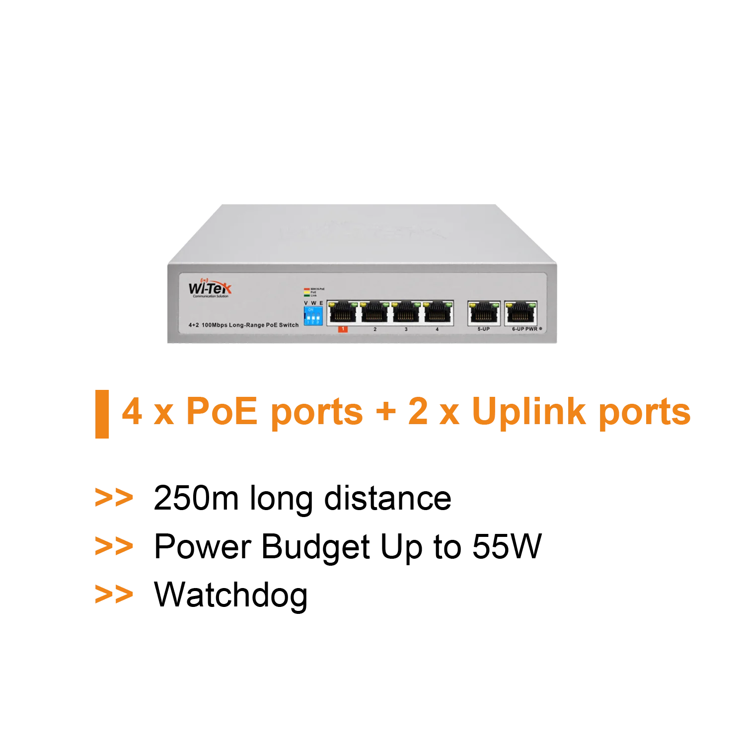 WI-PS205 V3 Wi-Tek Economic 4 Ports PoE Switch