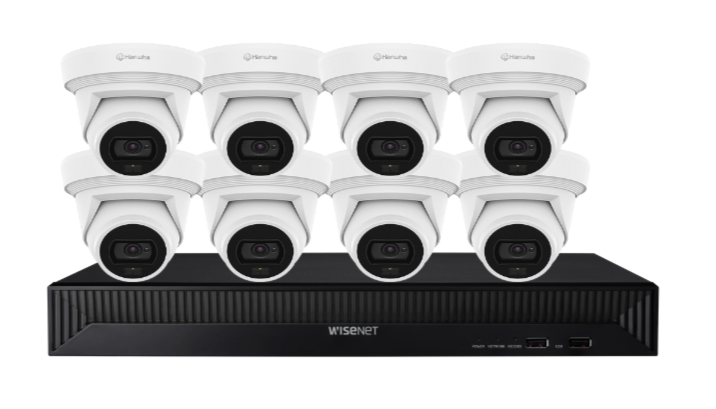Hanwha Vision x8 Q-Core 8MP AI FlatEye Camera with 8-Channel NVR Kit – Complete 4K Surveillance Solution