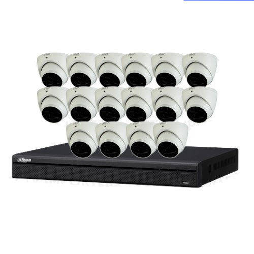 大华 DH-IPC-HDW3866EMP-S-AUS 16 台摄像机，带 16 路 AI NVR 系统 (NVR5216-16P-AI/ANZ)（8MP 摄像机）CCTV 套件