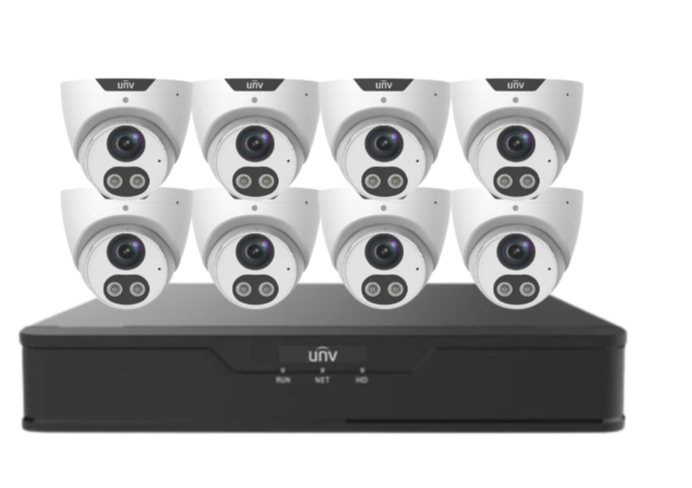 Uniview x8 8MP Tri-Guard CCTV Security Camera Kit with 8-Channel NVR, Smart AI Detection, Night Vision, and HDD / IPC3618SB-ADF28KMC-I0