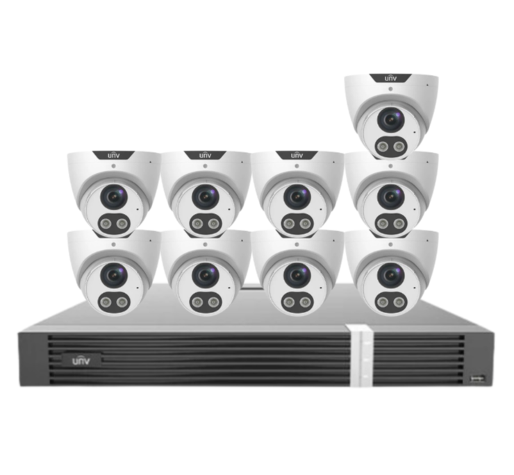 Uniview x16 CCTV Kit with 5MP Triguard Eyeball Cameras + 16CH AI NVR + HDD IPC3615SB-ADF28KMC-I0 /  NVR302-16E2-P16-IQ