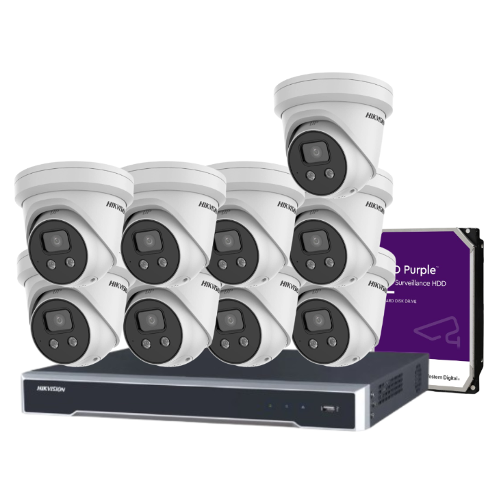 Hikvision 16-Camera 6MP CCTV Kit with 16-Channel 8K NVR | DS-2CD2366G2-I(U) + HIK-7616NI-M2/16P + HDD | AcuSense AI, DarkFighter, PoE, IP67 Outdoor Audio Cameras