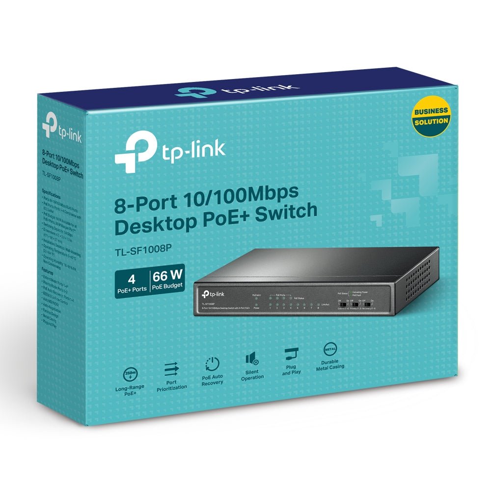TP-Link TL-SF1008P 8-Port 10/100Mbps Desktop PoE+ Switch | Affordable Power and Connectivity