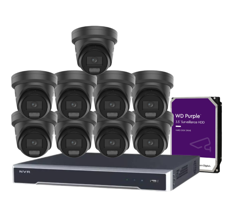 Hikvision 16-Channel 6MP CCTV Kit with ColorVu Smart Cameras, 8K PoE NVR, Hybrid Light, Audio & Alarm – White/Black (DS-2CD2367G3-LIS2UY/SL-2)