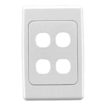 DATAMASTER® P4604WHI Four Gang Wall Switch Plate – White | Quad Port, Flush Mount, AS/NZ 3133 Compliant, Supports Cat6 & IDC Jacks