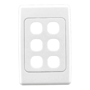 DATAMASTER® P4606WHI Six Gang Wall Switch Plate – White | 6-Port, Flush Mount, AS/NZ 3133 Compliant, Cat6 & IDC Jack Compatible