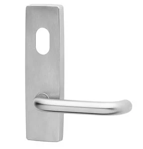 Lockwood Standard Square End Exterior Plate with Cylinder Hole & Type 70 Round Lever - Satin Chrome