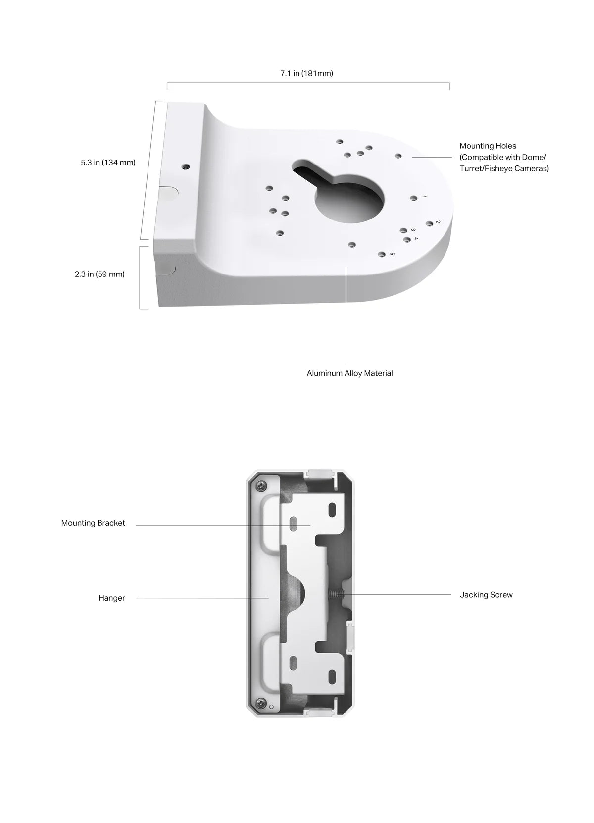PFB207W Wall Mount Bracket for VIGI Network Camera – Durable Aluminium Cable-Concealing Junction Box Mount