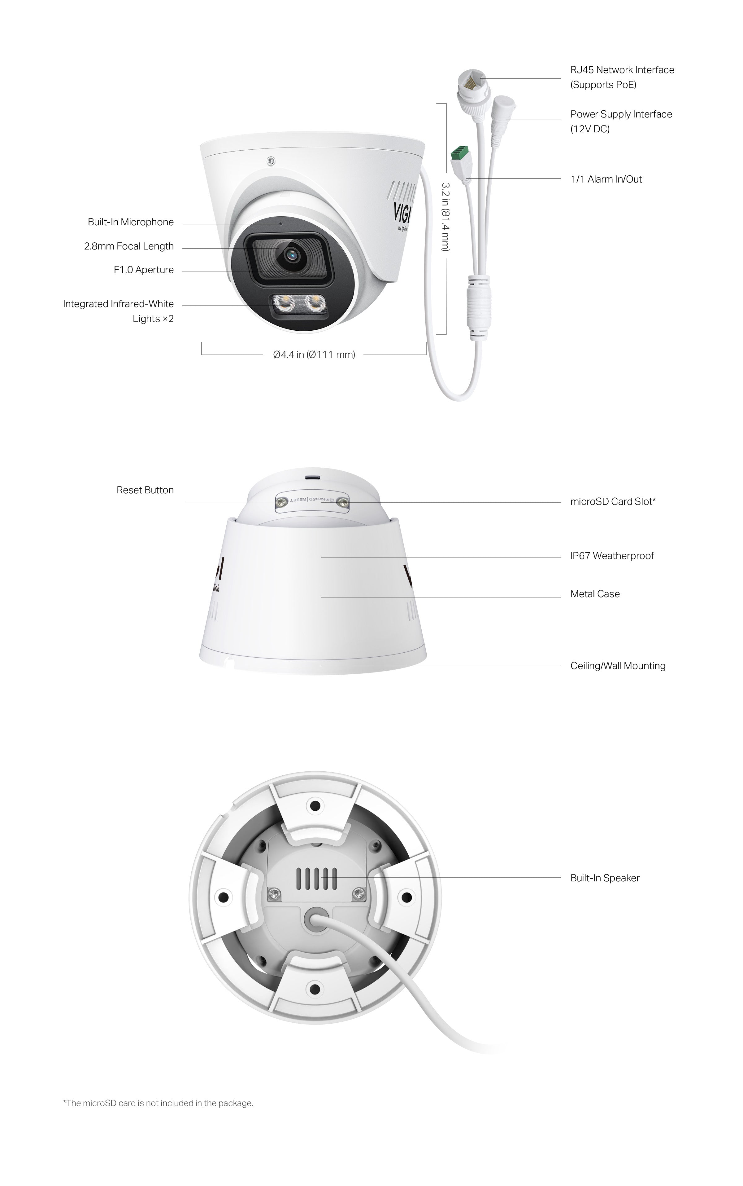 TP-Link VIGI InSight S445S 4MP CCTV camera with ColourPro night vision, IP67 weatherproof, PoE, and two-way audio.