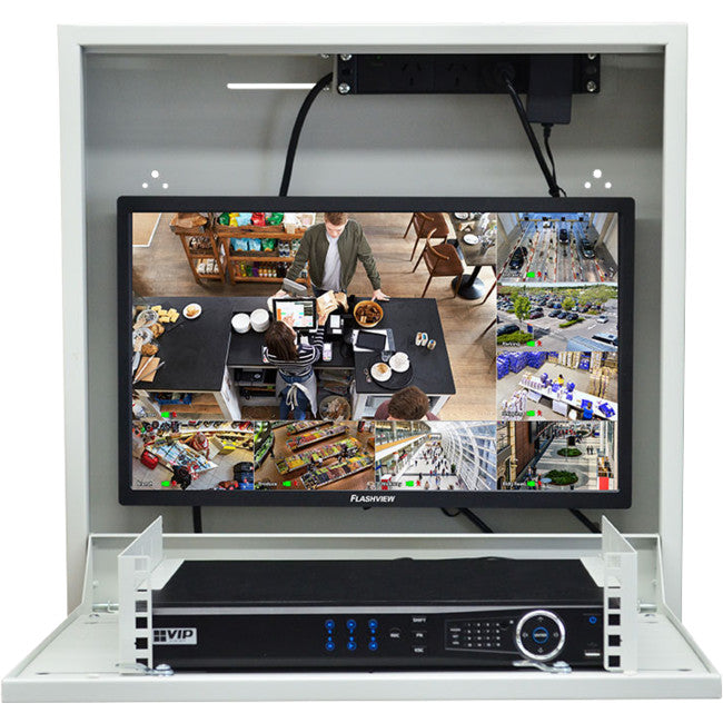 VIP Vision RK003 SECCAB All-in-One CCTV Slimline Vertical Wall Mount Security Network Cabinet