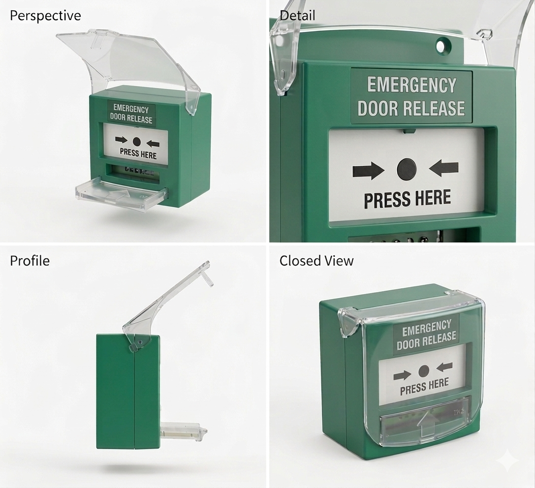 GEM Resettable Emergency Call Point CP-32G Series – Resettable Manual Call Point with Backlight & Buzzer Options | Double Pole Contacts | 12/24V DC - Break Glass (BGA)
