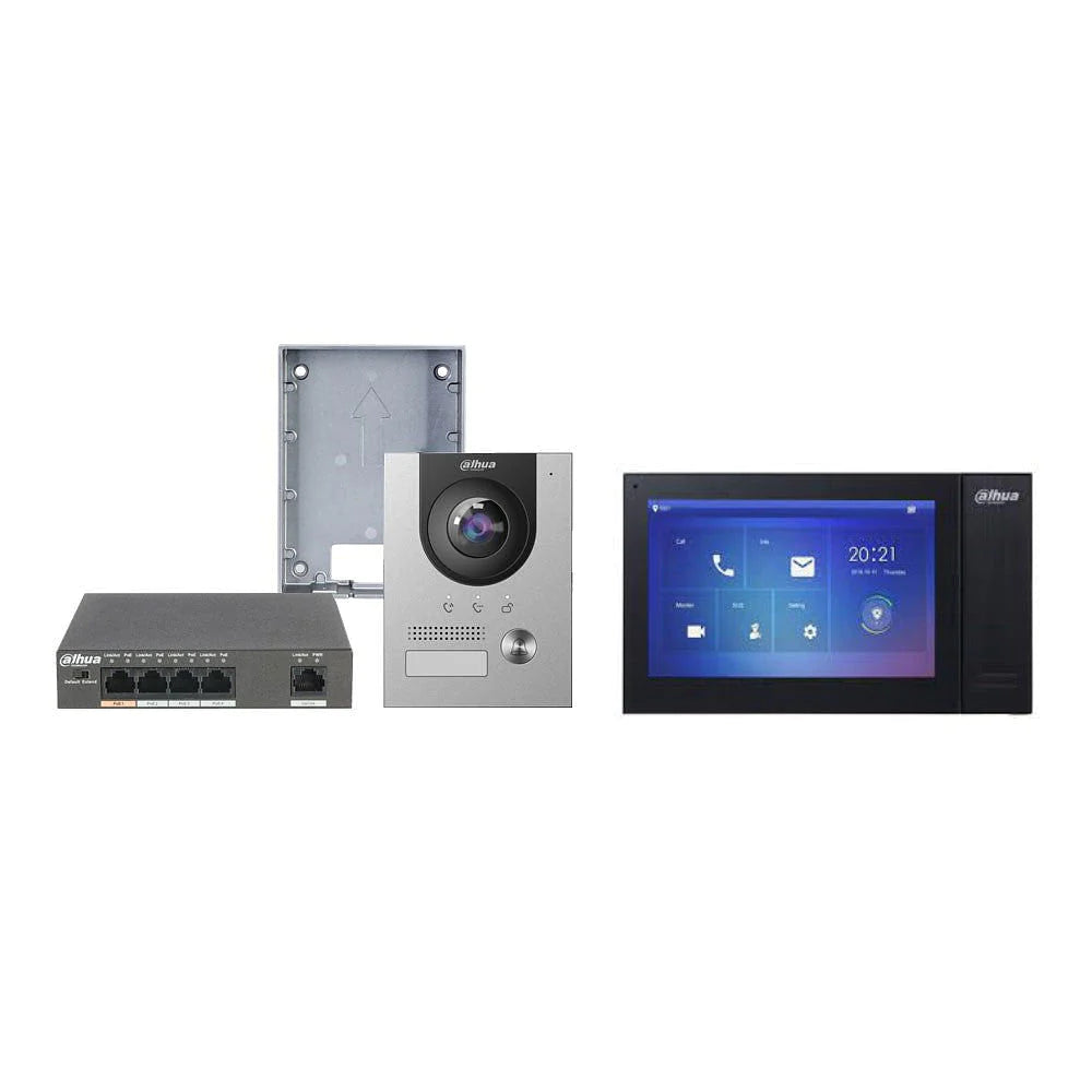 Dahua KTP01 IP Villa Door Station & Indoor Monitor + PoE Switch Intercom Kit