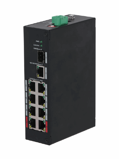 DAHUA DH-PFS3110-8ET-96-V2 8PORT ( 10P) SWITCH 96W POE BUDGET 8X POE+ (2X HI-POE/ POE++) PLUS 1X 1G SFP/ FIBRE PORT 1X1G UPLINK L2 UNMANAGED 53VDC