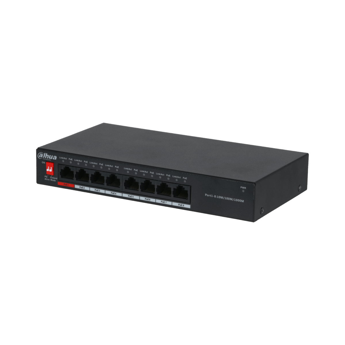 DAHUA DH-PFS3008-8GT-96-V2 8PORT GIGABIT SWITCH 96W POE BUDGET 8X POE+ (1X HI-POE/ POE++) PLUS 2X1G UPLINK L2 UNMANAGED 48-57VDC