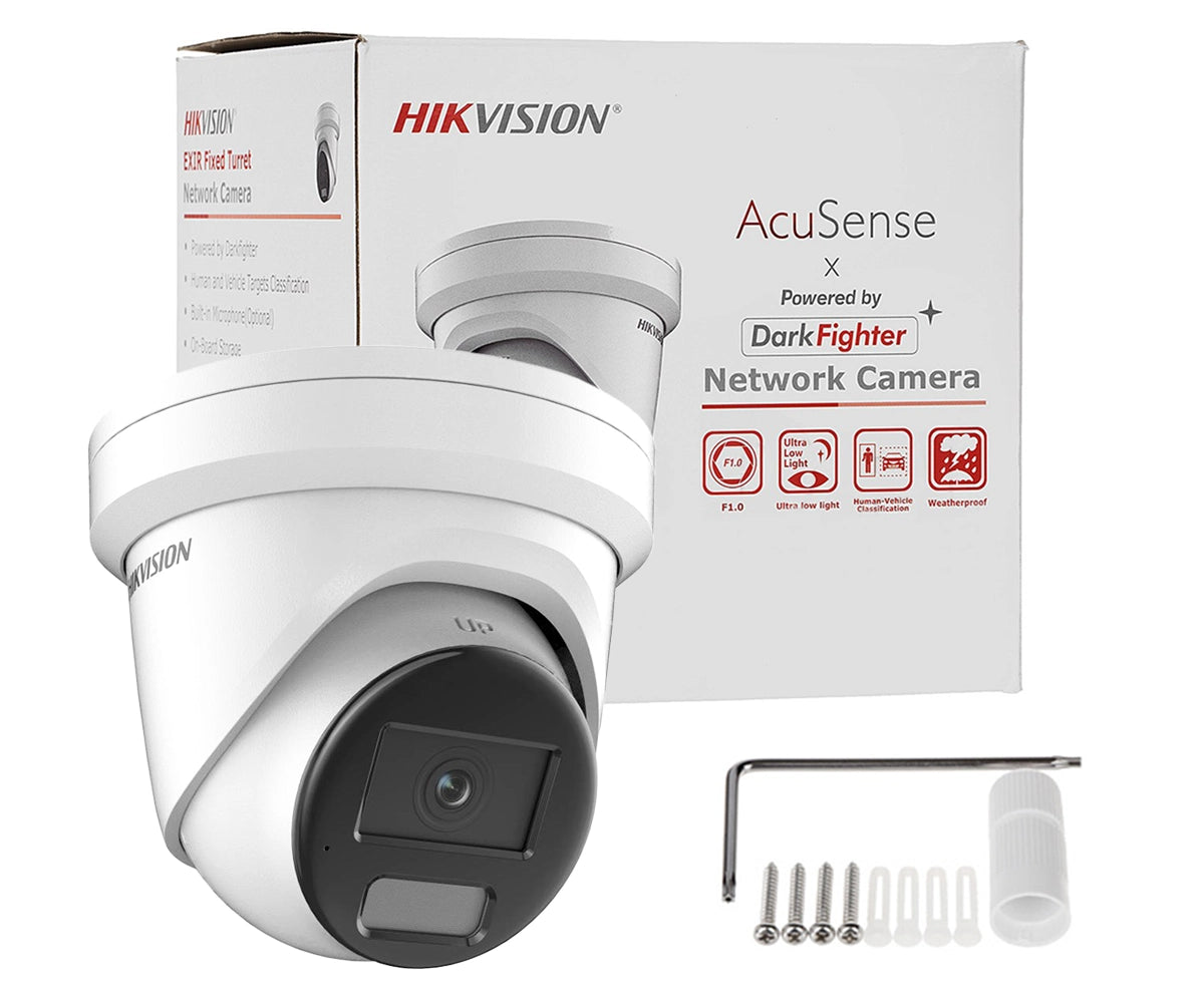 Hikvision DS-2CD2386G2H-IU 8MP AcuSense turret IP CCTV camera with 4K Ultra HD, DarkFighter, AI detection, built-in microphone, IP67 waterproof