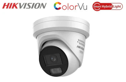 Hikvision DS-2CD2387G3-LIS2UY/SRB 8MP ColorVu Smart Hybrid Light Fixed Turret Network Camera with Blue & Red Strobe, Two-Way Audio, AI Human & Vehicle Detection, IP67, NEMA 4X (White/ Black)