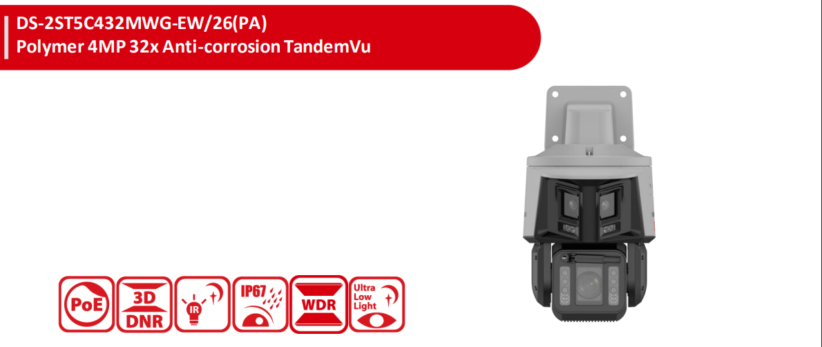 Hikvision DS-2ST5C432MWG-EW/26(PA)(F0) Polymer 4MP 32× Anti-Corrosion TandemVu PTZ Camera