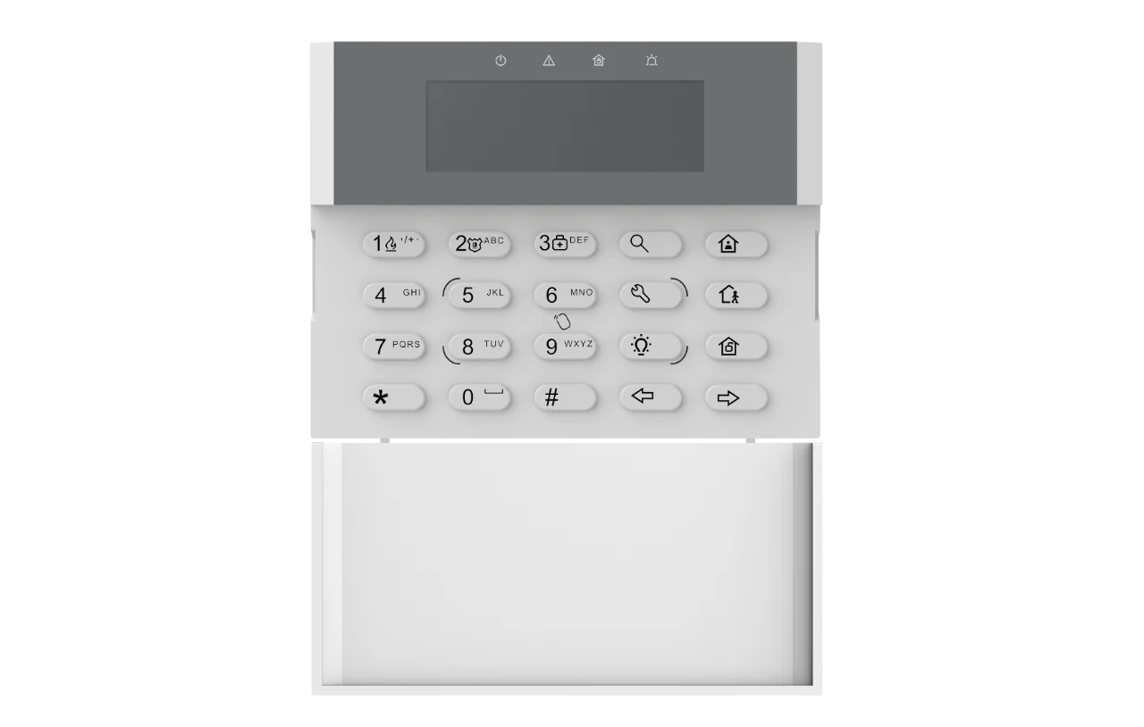 Hikvision DS-PK1-LRT-HWB Wired LCD Keypad with Built-In Tag Reader and Wireless Transceiver – AX Hybrid Pro Compatible