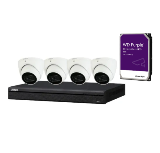 Dahua 4CH AI NVR  kit including 4x 6MP Dahua DH-IPC-HDW3666EMP-S-AUS 4 Cameras Turret, WizSense, DHI-NVR4104HS-P-AI/ANZ