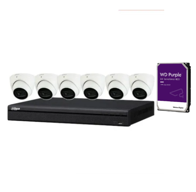 Dahua DH-IPC-HDW3666EMP-S-AUS 6 Cameras with 8 CH AI NVR NVR4108HS-8P-AI/ANZ System (6MP Camera) CCTV Kit