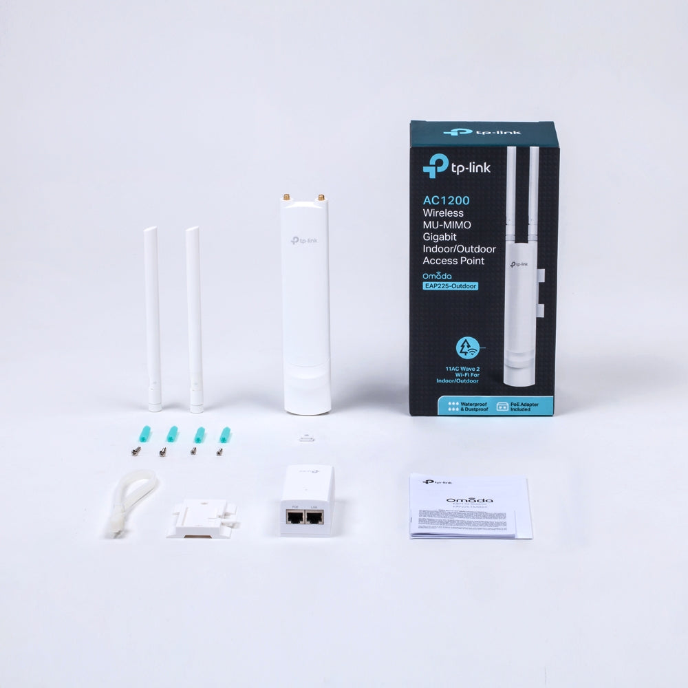 TP-Link EAP225-Outdoor AC1200 Outdoor WiFi 5 Access Point – Dual-Band MU-MIMO, Gigabit Ethernet, Omada Mesh, PoE, IP65 Weatherproof, Seamless Roaming | SKU: EAP225-Outdoor