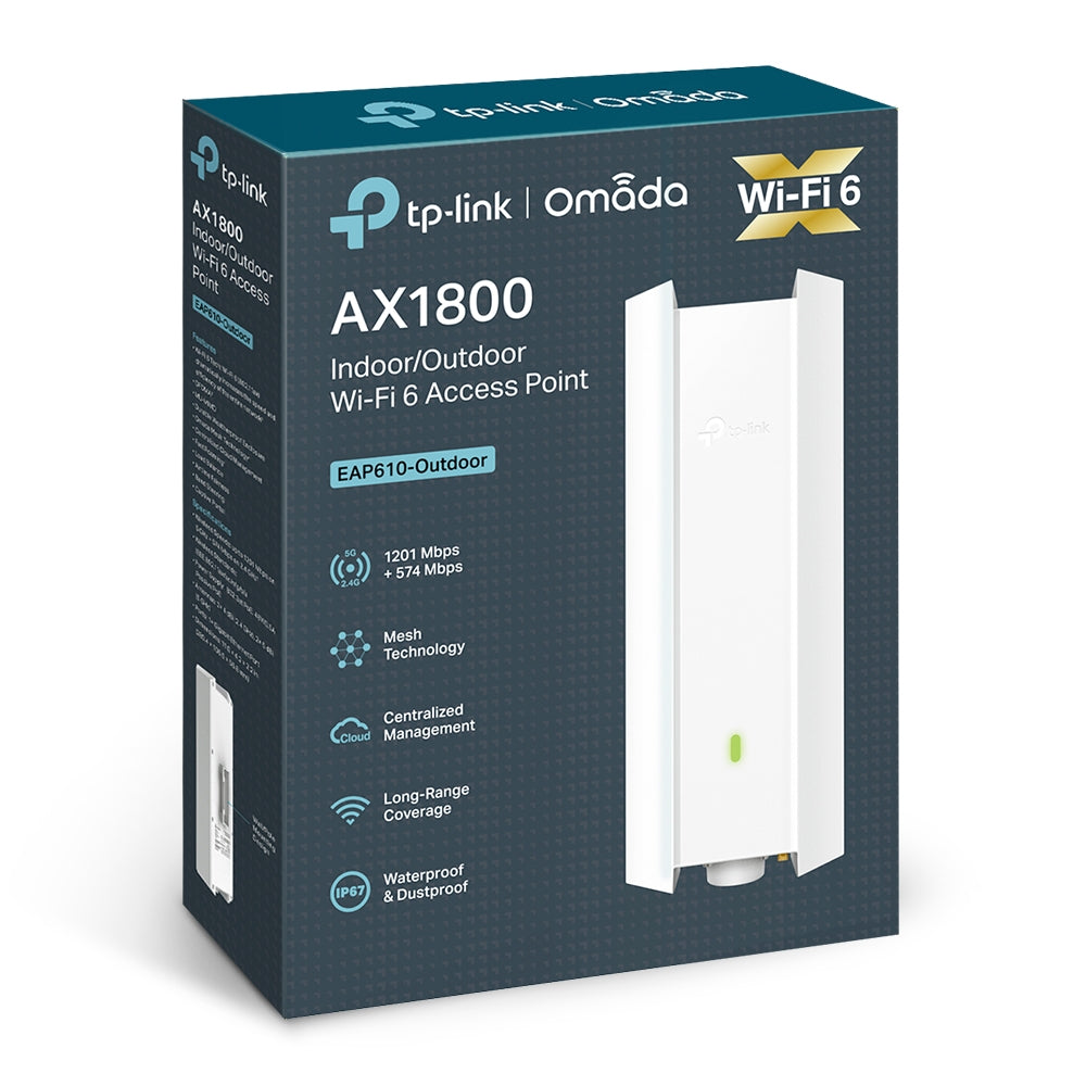 TP-Link EAP610-Outdoor AX1800 WiFi 6 Indoor/Outdoor Access Point – Dual-Band 1.8Gbps, IP68 Weatherproof, Long-Range Coverage, Omada SDN Cloud Management | SKU: EAP610-Outdoor