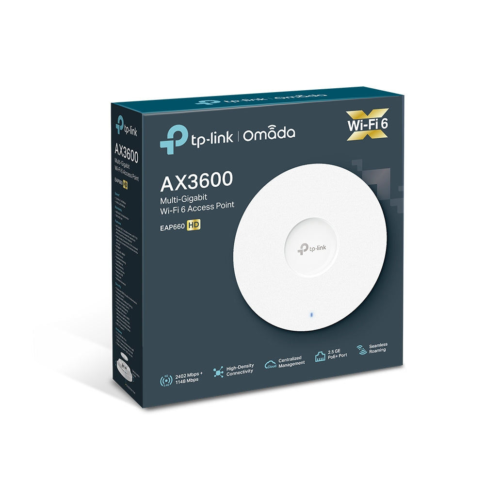 TP-Link Omada EAP660 HD AX3600 Ceiling Mount Wi-Fi 6 Access Point | 2.5G Ethernet | High-Density Connectivity | Omada Mesh | Enterprise Wi-Fi