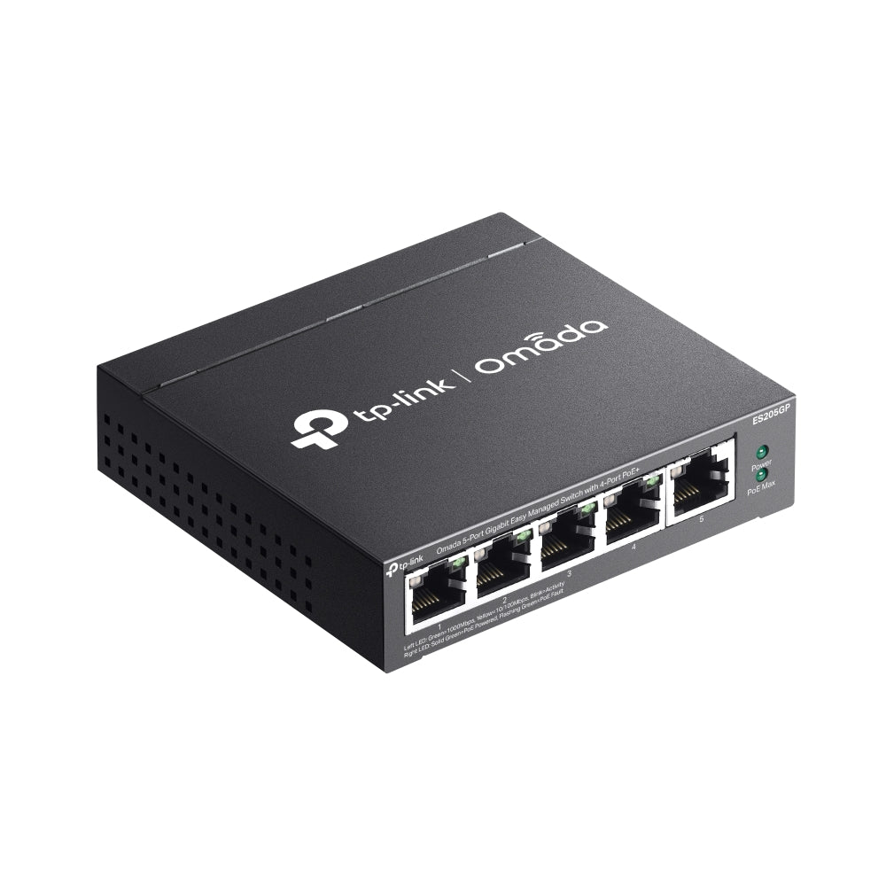 TP-Link Omada ES205GP 5-Port Gigabit Easy Managed Switch with 4-Port PoE+ | Compact, Silent, 65W PoE Budget, Omada Cloud Management