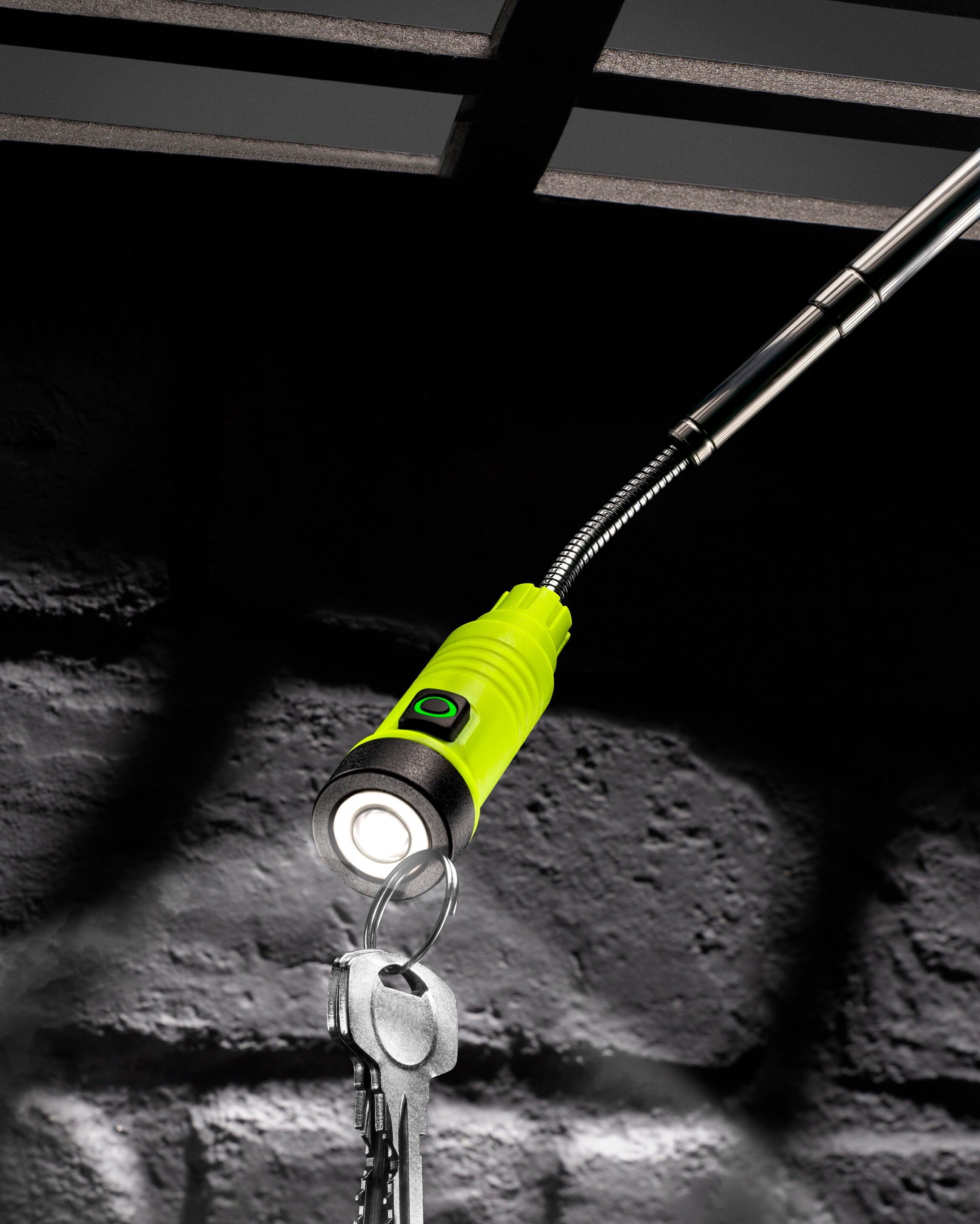 UNILITE FLX-125 Telescopic Magnetic LED Inspection Light – 125 Lumens, IP65/IK09, Rechargeable Li-ion, Pocket Clip, Black Aluminium