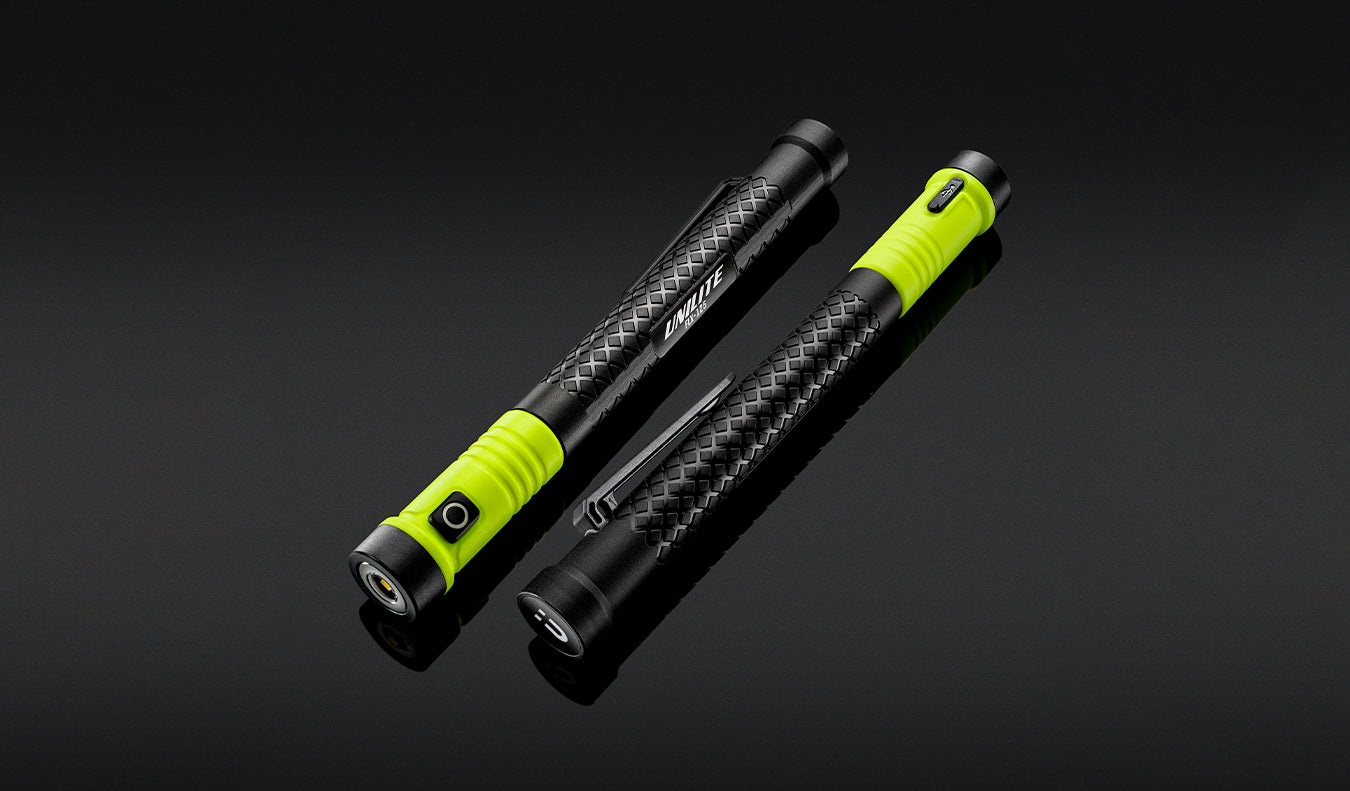 UNILITE FLX-125 Telescopic Magnetic LED Inspection Light – 125 Lumens, IP65/IK09, Rechargeable Li-ion, Pocket Clip, Black Aluminium