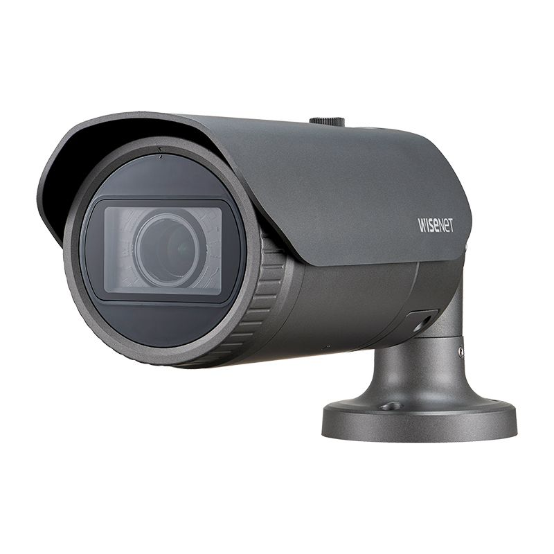 Hanwha QNO‑8080R 5MP IR Bullet Network Camera with Motorized Varifocal Lens & WiseStream II — IP66 / IK10 / PoE