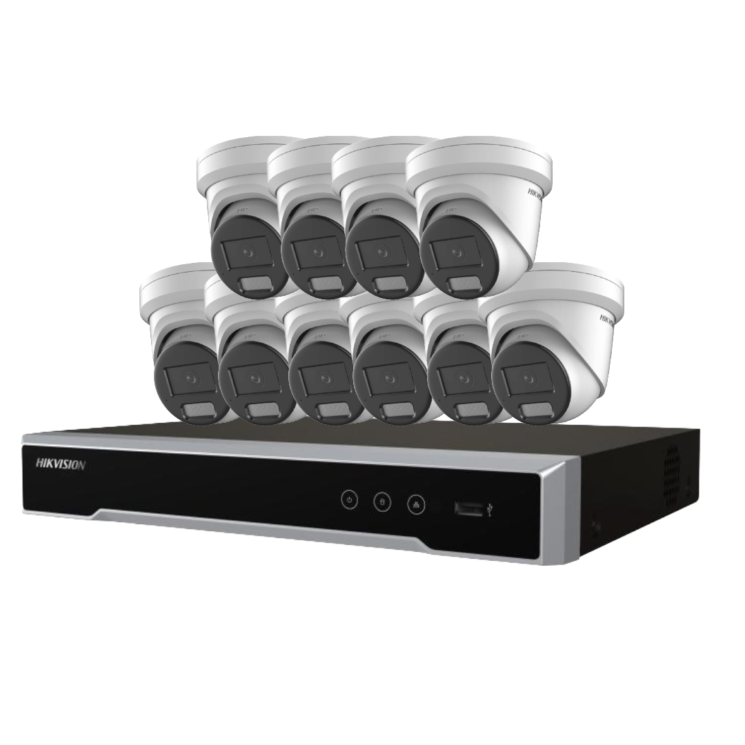 Hikvision 16x 6MP Darkfighter AcuSense Turret Camera Kit with 16-Channel 8K PoE NVR | DS‑2CD2366G2H‑I(U) + DS‑7616NI‑M2/16P with optional HDD