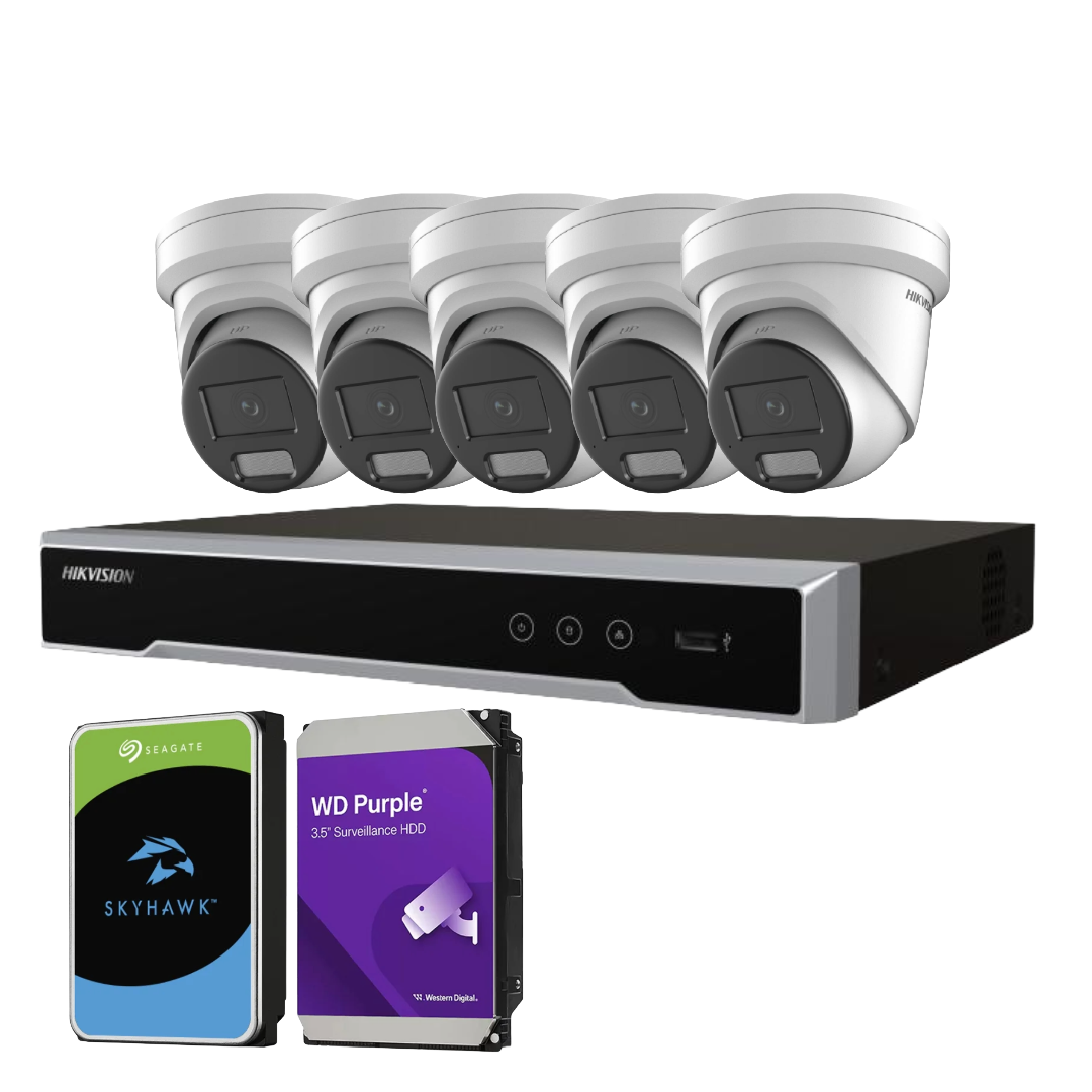 Hikvision 6MP Darkfighter AcuSense PoE upto 8 Camera Security CCTV Kit + 8‑Channel PoE NVR (DS‑2CD2366G2H‑I(U) + DS‑7608NI‑M2/8P) with Optional HDD