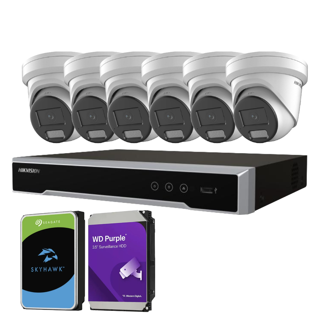 Hikvision 6MP Darkfighter AcuSense PoE upto 8 Camera Security CCTV Kit + 8‑Channel PoE NVR (DS‑2CD2366G2H‑I(U) + DS‑7608NI‑M2/8P) with Optional HDD