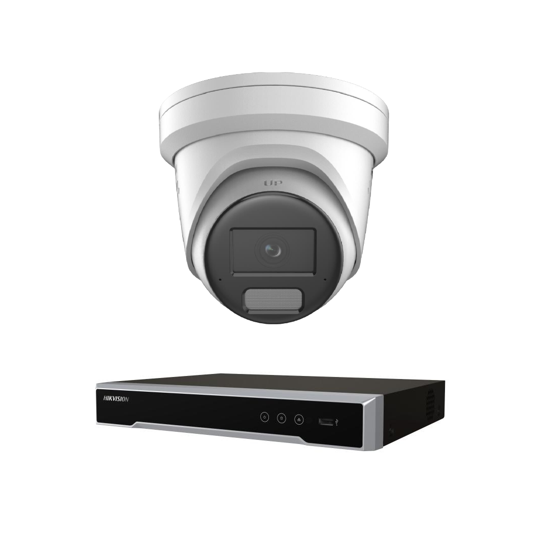 Hikvision Up to 4 Camera 6MP AcuSense LiveGuard CCTV Kit – DS-2CD2366G2H-IS2U/SL 2.8mm Turret Cameras + DS-7604NI-M1/4P 4 Channel PoE NVR, H.265+, IP67, HDMI/VGA, Optional HDD - CCTV Importers