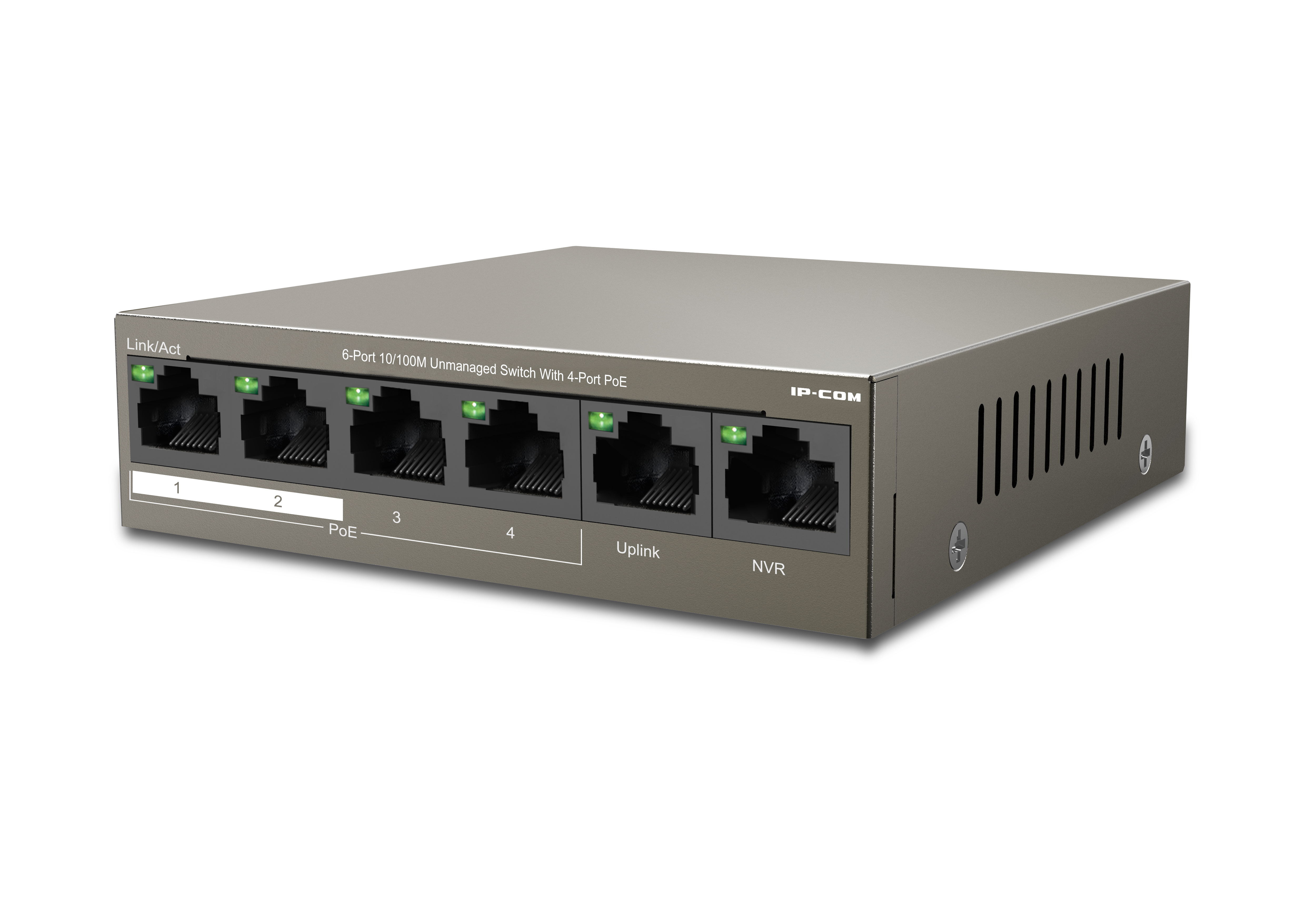 IP-COM F1106P-4-63W 6-Port 10/100M Unmanaged PoE Switch with 4-Port PoE+ and 2x 100M Uplink