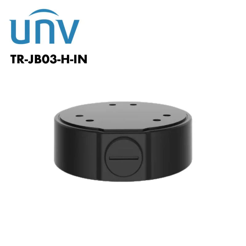 UNIVIEW UNVTR-JB03-H-IN-SE-BK Junction Box with Lid – Black Aluminium Alloy Mount for Dome, PTZ, Fisheye, and Turret Cameras | 126mm Diameter