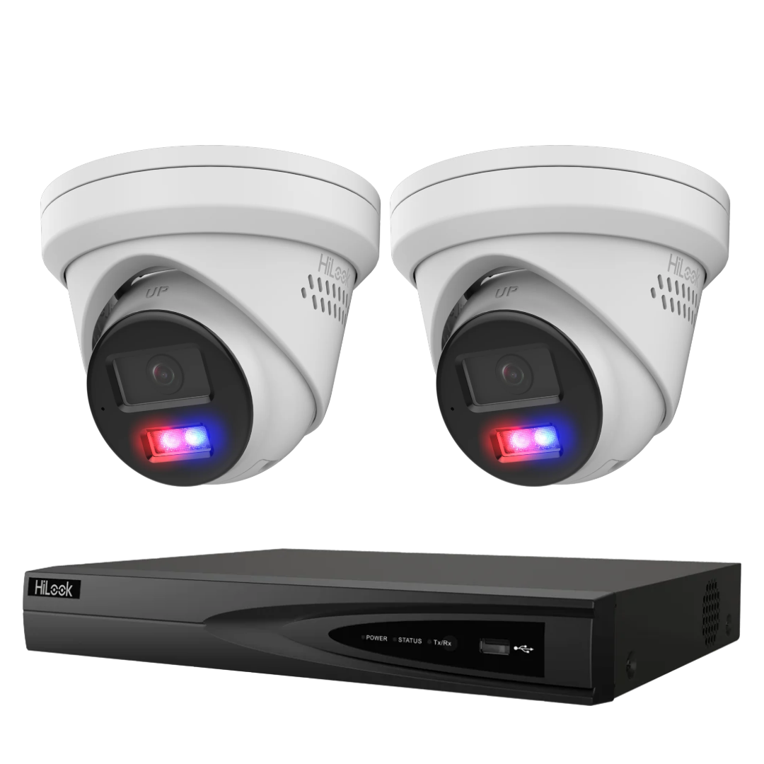 HiLook Pro 4K CCTV Security Camera Kit – Choose Up to 4 × 8MP AI Active Deterrence Turret Cameras | 4-Channel PoE NVR | Optional HDD