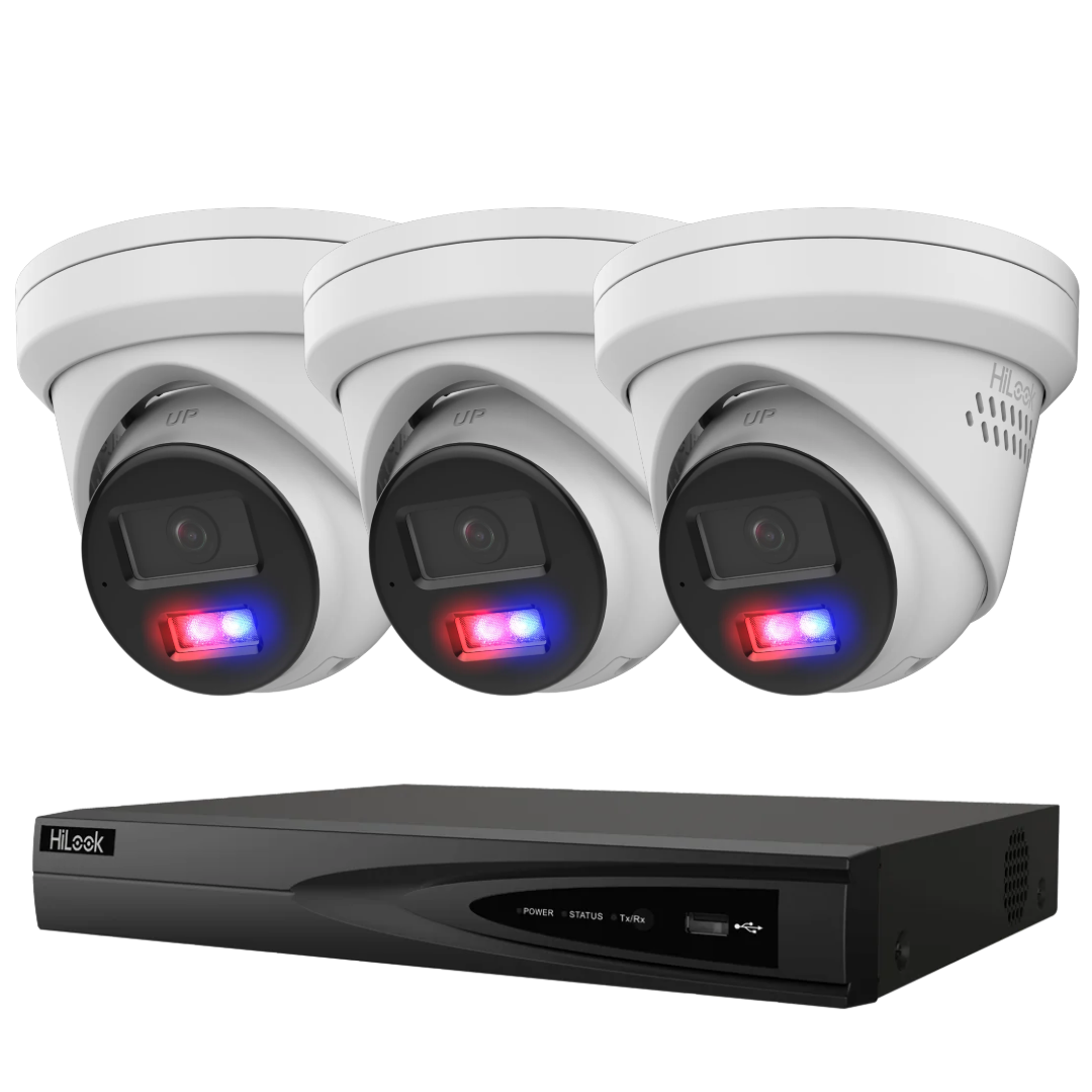 HiLook Pro 4K CCTV Security Camera Kit – Choose Up to 4 × 8MP AI Active Deterrence Turret Cameras | 4-Channel PoE NVR | Optional HDD