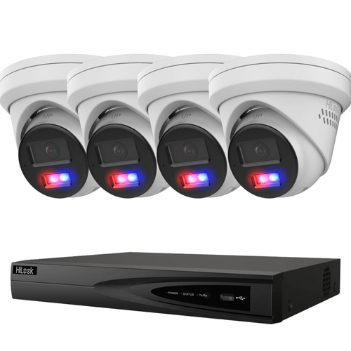 HiLook Pro 4K CCTV Security Camera Kit – Choose Up to 4 × 8MP AI Active Deterrence Turret Cameras | 4-Channel PoE NVR | Optional HDD