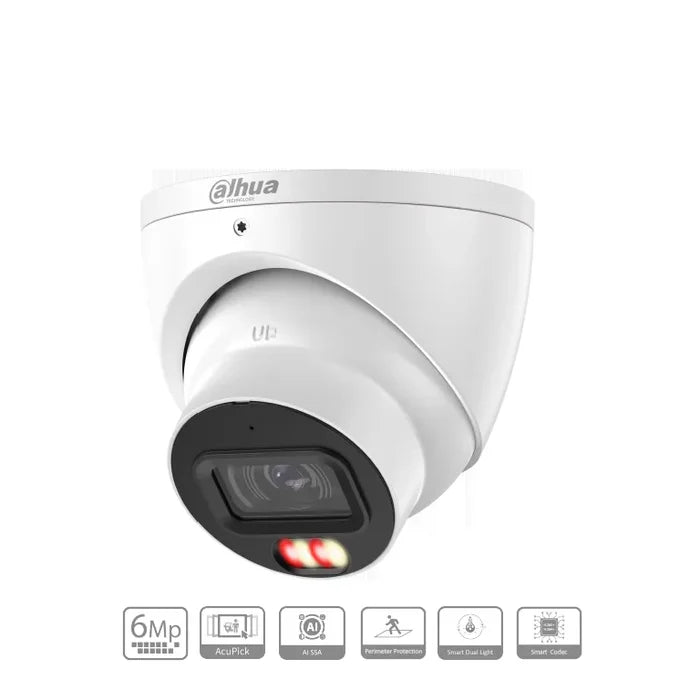 Dahua 6MP 3 Camera AI CCTV Security Kit with 4 Channel PoE WizSense NVR & 2TB Surveillance HDD | ACUPICK Smart Dual Light | Complete IP Security System