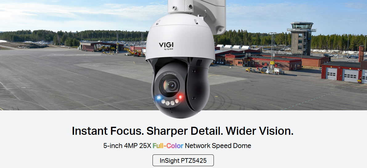 TP-Link VIGI InSight PTZ5425 4MP 25X Full-Colour PTZ Network Speed Dome Camera – 360° AI Tracking, PoE+, IP66 & IK08