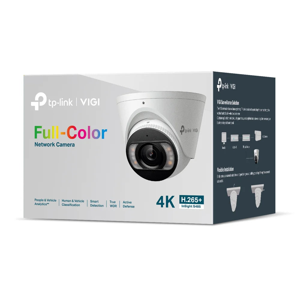 TP-Link VIGI 8MP 4K Full-Colour CCTV Kit – 4x InSight S485 Turret Cameras, NVR1004H-4P 4-Channel PoE+ NVR & 2TB Surveillance HDD