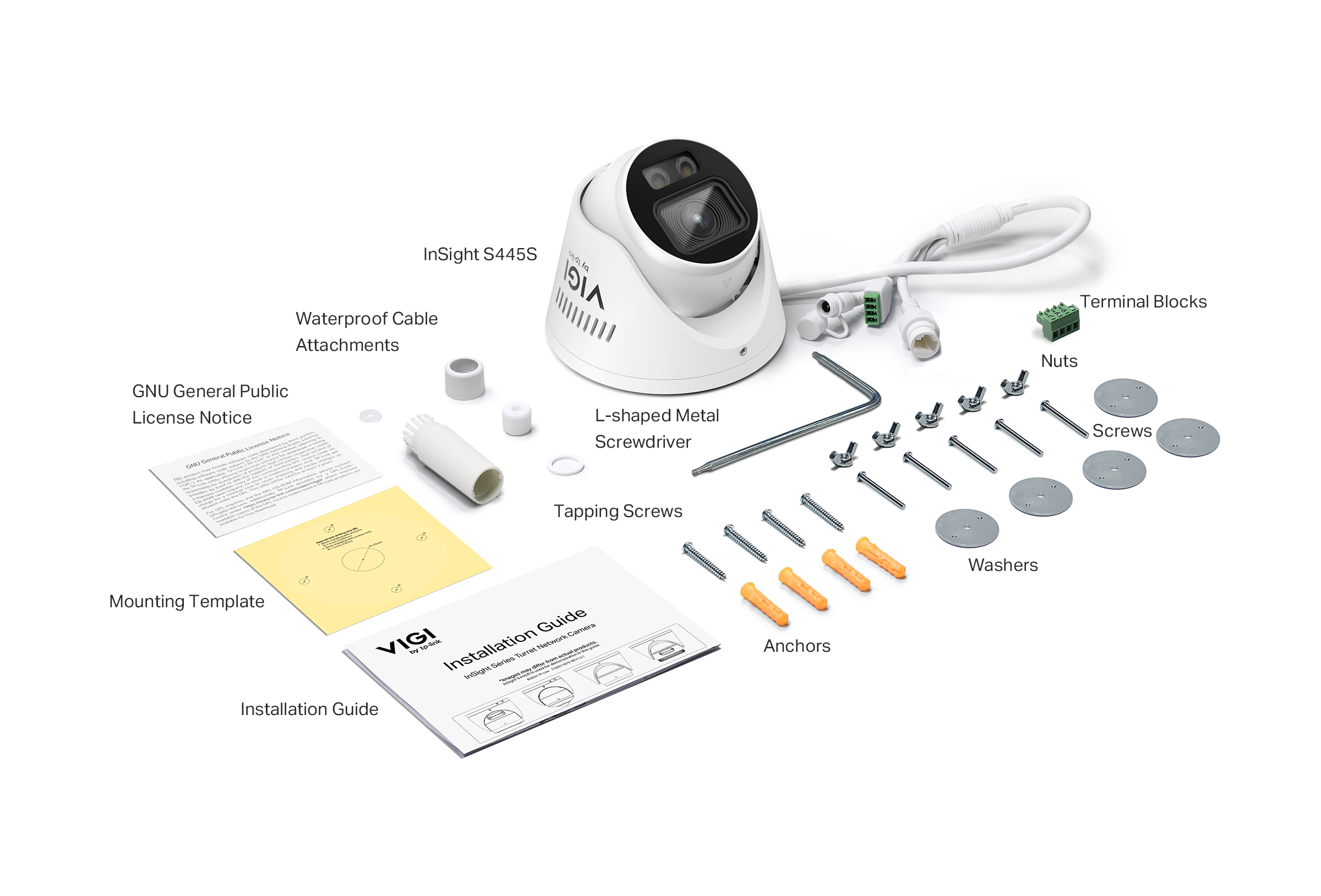 TP-Link VIGI InSight S445S 4MP CCTV camera with ColourPro night vision, IP67 weatherproof, PoE, and two-way audio.