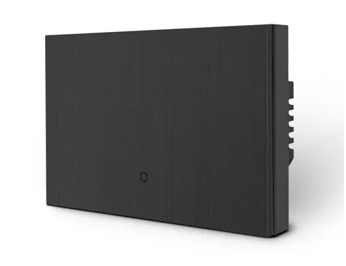 KONEC K118 Zigbee Single Gang Smart Light Switch – Brushed Metal Black, Large NDIS-Approved Button, Blue LED – KGD-K118-1G-ALU-BL-Z