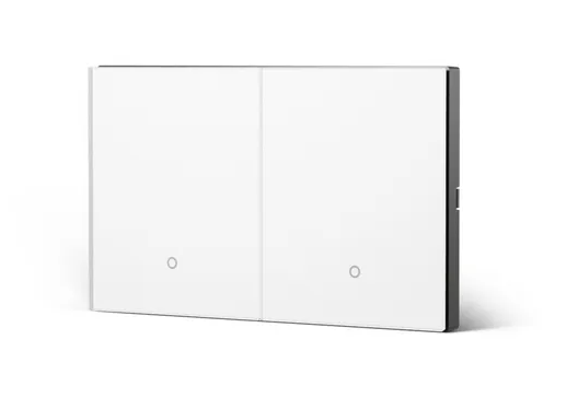 KONEC K118 Zigbee 2 Gang Smart Light Switch – Brushed Metal Black/ Glass White, Large NDIS-Approved Buttons, Blue LED – KGD-K118-2G-ALU-BL-Z