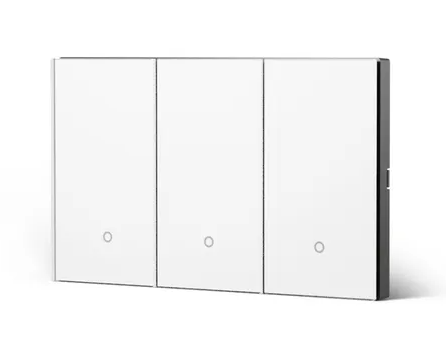 KONEC K118 Zigbee 3 Gang Smart Light Switch – Brushed Metal Black / Glass White, Large NDIS-Approved Buttons, Blue LED – KGD-K118-3G-ALU-BL-Z