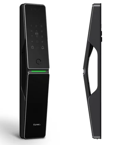 KONEC T01 Pro Zigbee Smart Lock – Black Aluminium Alloy, Fingerprint, PIN, Proximity Card & App Control – KLL-T01P-BL-Z-KC